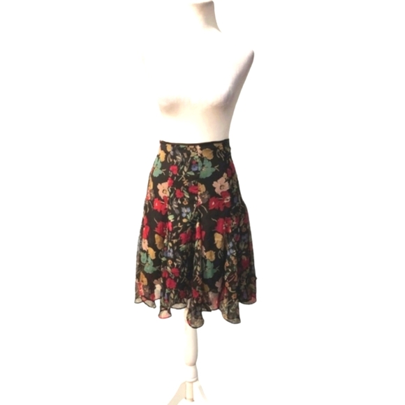 Vintage 1990s Ralph Lauren Floral Chiffon Skirt Lined - Picture 3 of 7